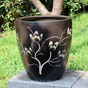 正品德镇陶瓷鱼缸睡鱼花盆莲莲花鱼缸金鱼家用树超高中景式花盆花