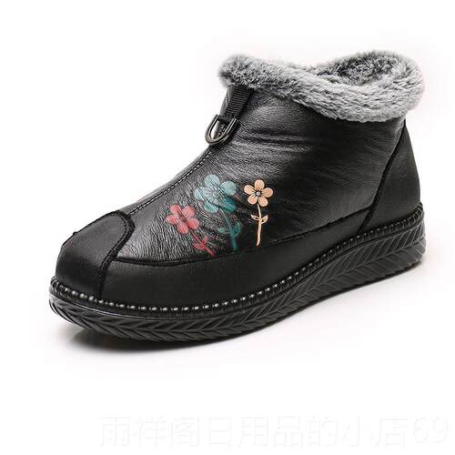 正品冬季东北纯羊毛妈妈老女棉鞋老北京滑布鞋中年老人奶防保暖奶