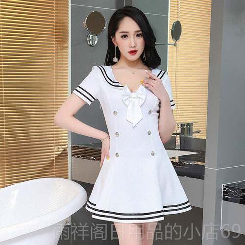 正品2服025气质显瘦院短裙美容性感新V领低胸制服女装足浴技师连