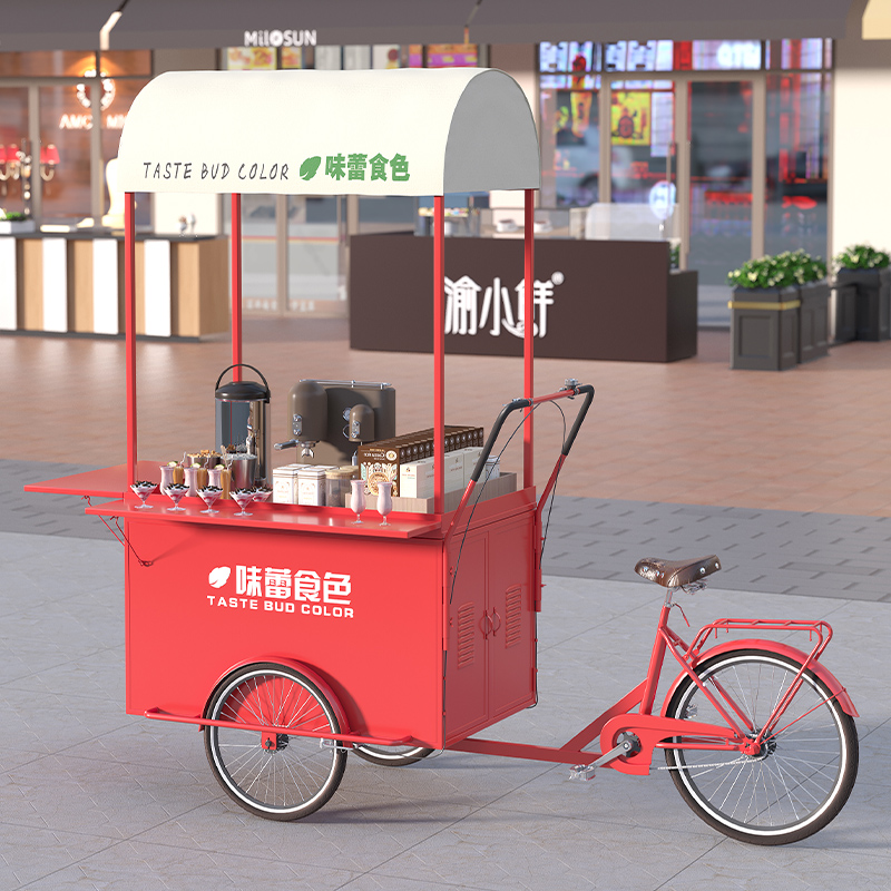 夜市三轮车摆摊架小吃车街边地摊炸串凉皮糖葫芦饭团烧烤售卖餐车