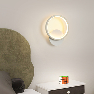 壁灯床头卧室客厅电视背景墙灯楼梯过道灯白色阅读装 饰灯具J055