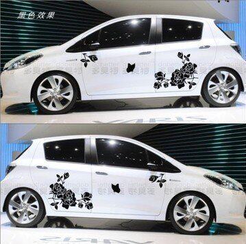 汽车贴纸牡丹花纹反光雕刻全车贴车身贴创意个性精美拉花车型通用