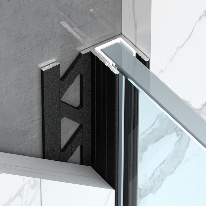 F型推拉玻璃门卡槽下沉式卫生间U型槽铝合金浴室淋浴房隔断预埋件