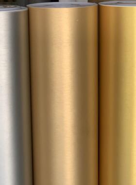 特厚带导气槽金银拉丝装饰贴膜pvc波音软片酒店翻新展柜会展贴纸