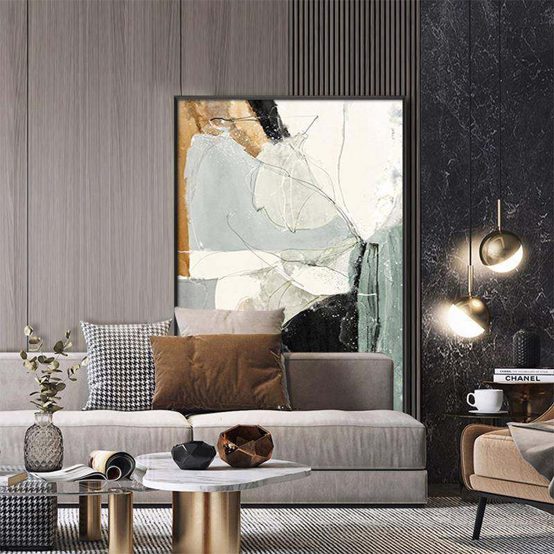 静谧 现代简约客厅竖版落地画轻奢抽象玄关装饰画高档大气壁画