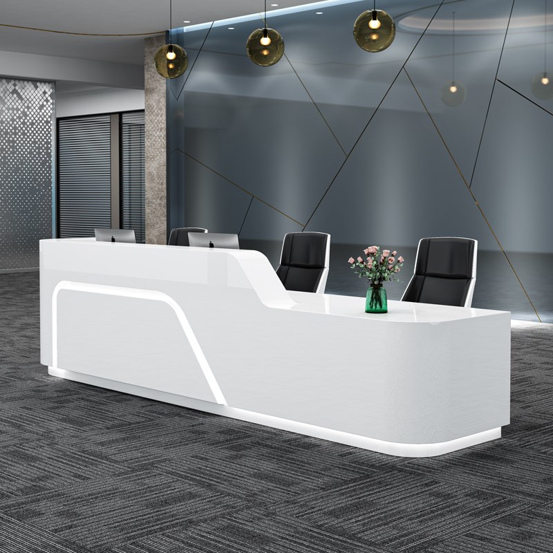 弧形烤漆前台接待台简约现代公司办公咨询服务台美容院收银台吧台