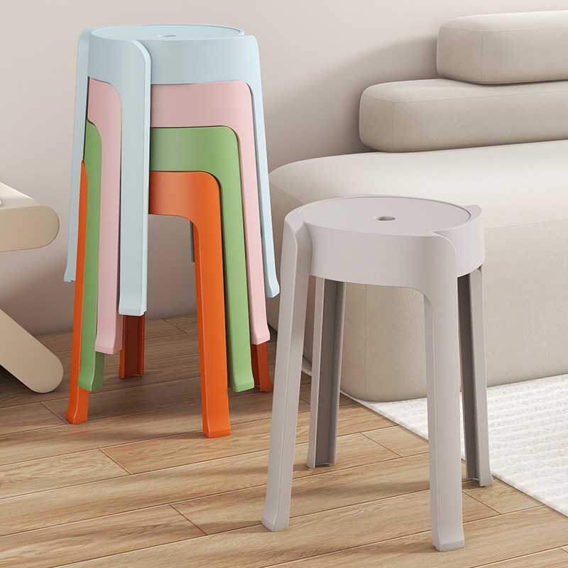 塑料加厚家用现代简约可叠放摞叠餐桌椅子风车凳高圆凳胶