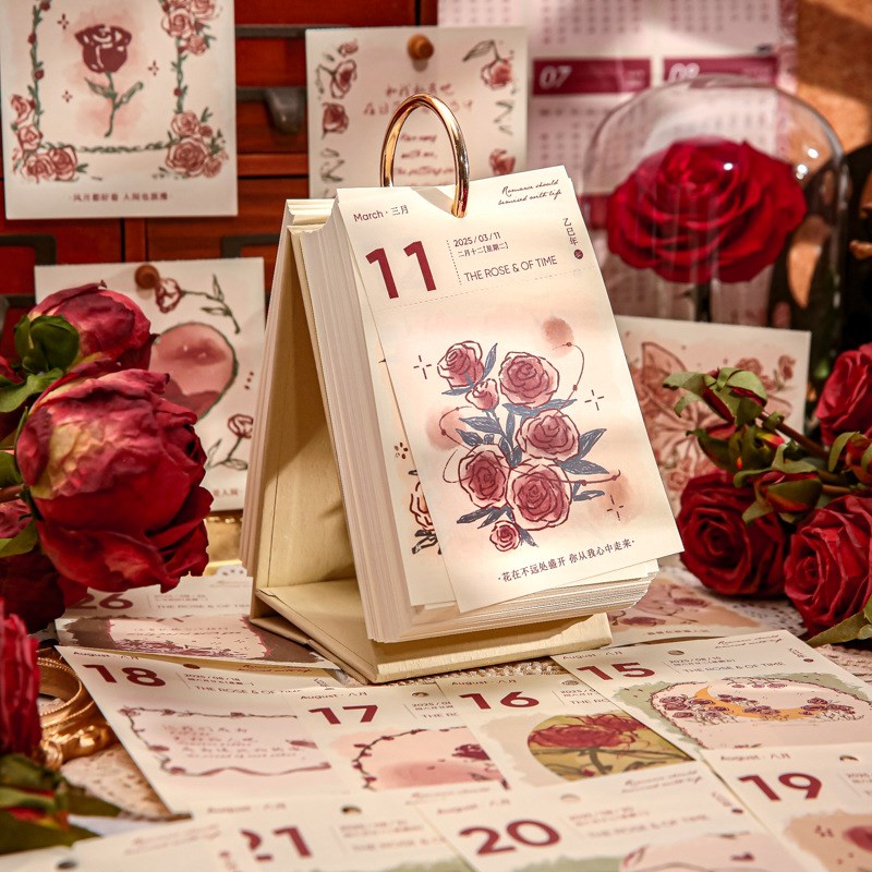 时间玫瑰日历20年新款桌面台历创意小摆件高考倒计时计划表定制