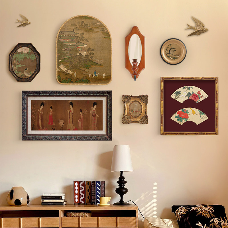 玉楼春中式国潮风组合装饰画复古客厅沙发背景墙挂画玄关卧室壁画