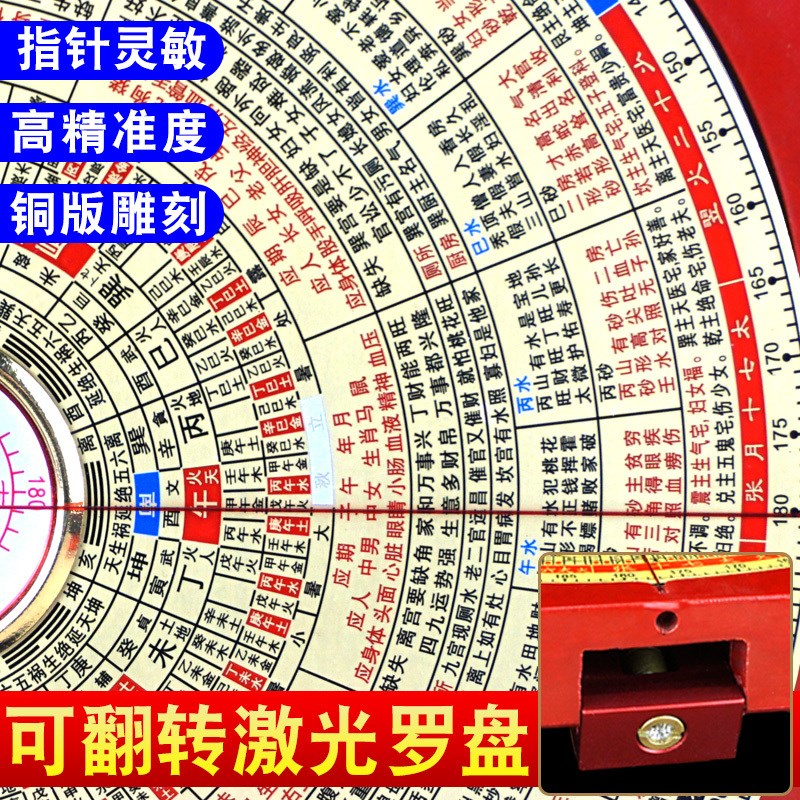 金锁玉关罗盘初学者简单易学砂水过路八寸高精度专业指南针罗经仪