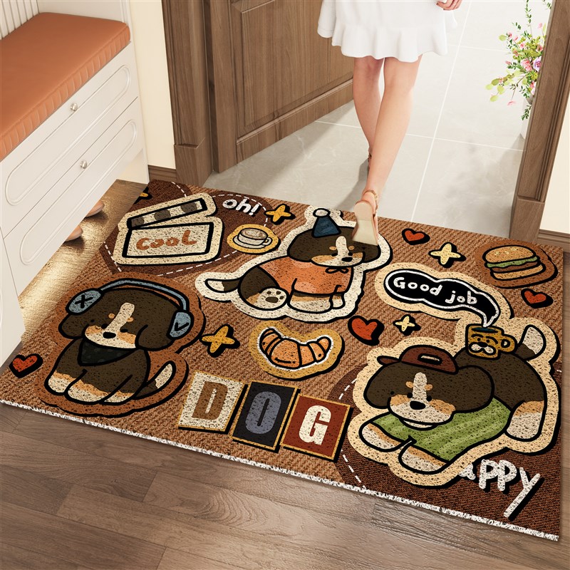 卡通丝圈地垫入户门垫进门口脚踏垫2025新款家用玄关门外地毯防滑
