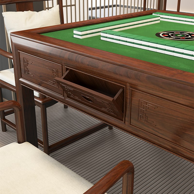 餐桌麻将桌一体家用全自动棋牌打牌桌子四方麻雀枱手动红木台电动