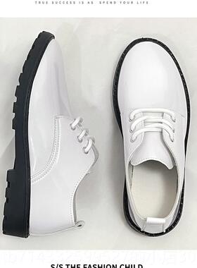 高档男鞋童皮黑色软底中大童校园演出儿童英风礼物仪舞黑白伦款表