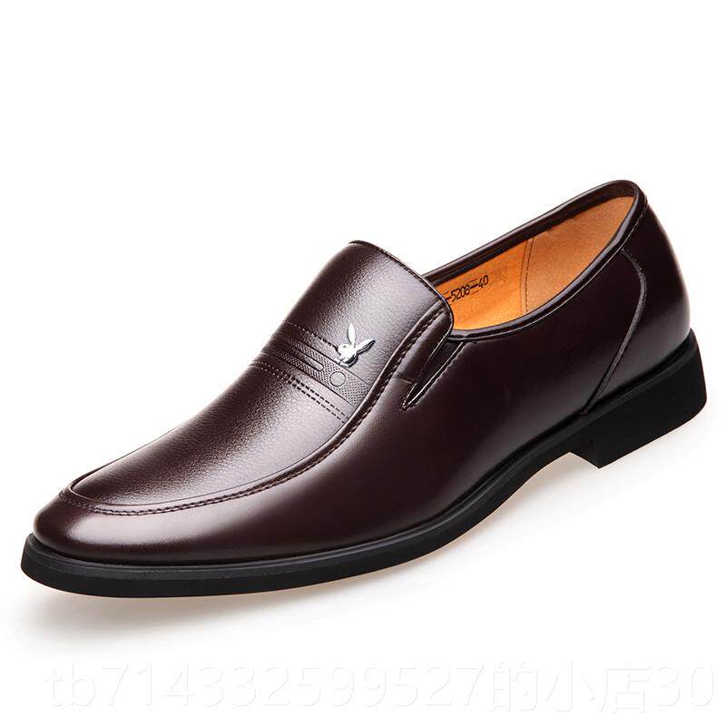 高档温州皮新款商务软正装男士皮透气中老休年闲爸爸鞋鞋通勤牛皮