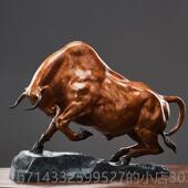 高档观余 摆原创计设纯铜牛件客厅办室装 饰艺术品乔迁开公业礼品