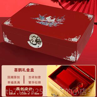 高档螺漆器品收纳首饰盒小实木质盒子简约覆耶诞节钿生日古礼物饰