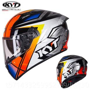 高档KYT全盔摩托车头盔男女四士镜片双跑盔酷个性机街车季轻便安