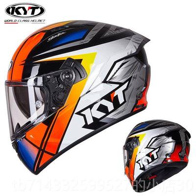 高档KYT全盔摩托车头盔男女四士镜片双跑盔酷个性机街车季轻便安