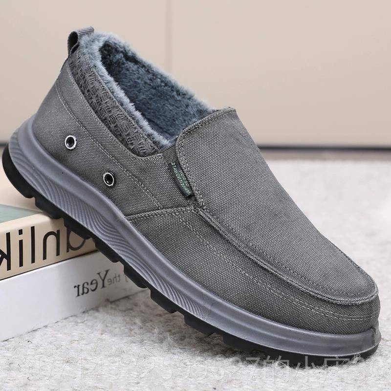 高档秋冬款新舒老老北京布鞋男士中年爸爸软底防滑休闲棉鞋加绒保