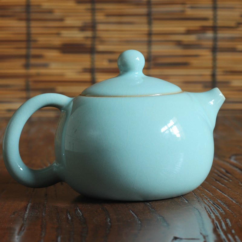 匠心手作汝窑西施壶可养开片满釉茶壶手工汝瓷客厅家用泡茶器单壶