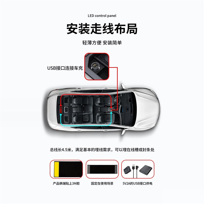 汽车载表情LED显示屏后窗usb免接线氛围灯改装饰动态智能车贴软屏