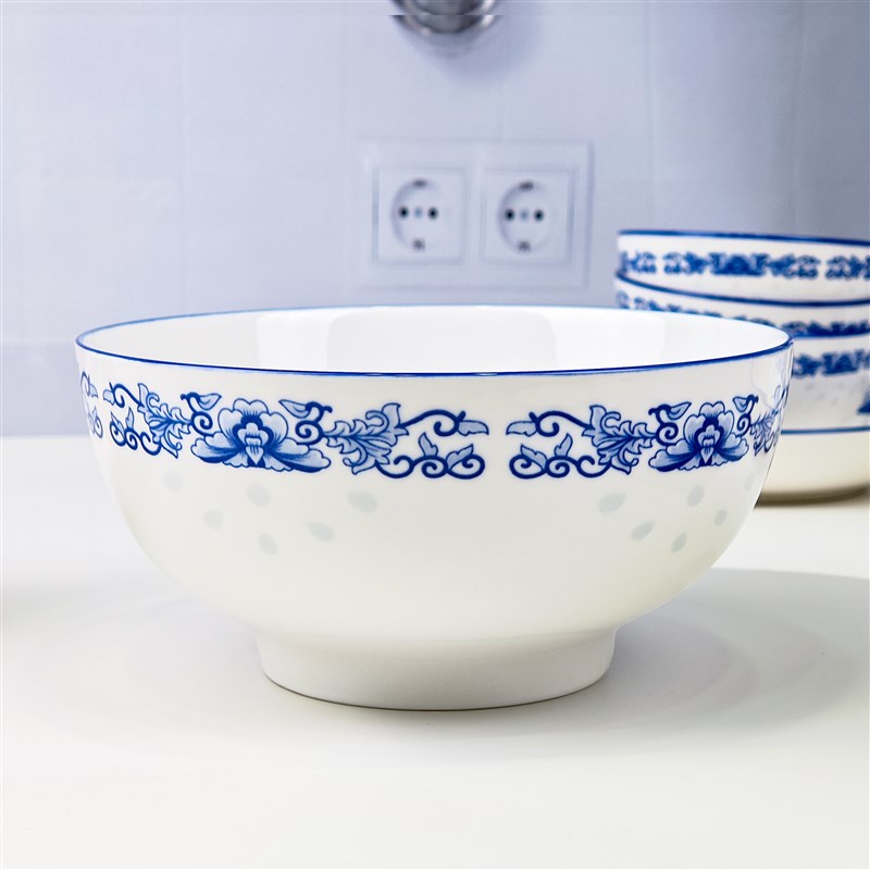 雅诚德玲珑青韵青花瓷菜盘子国风家用陶瓷碗碟盘装陶瓷餐具装