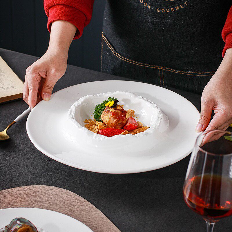 西餐厅盘子法餐欧式摆盘高档酒店分子料理餐具捞饭法式鲍鱼捞饭盘