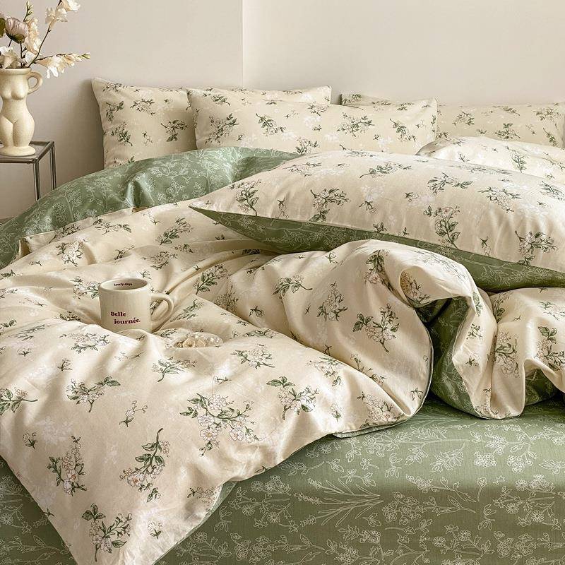 小清新纯棉四件套40支全棉床上用品四件套床单床笠被套枕头套