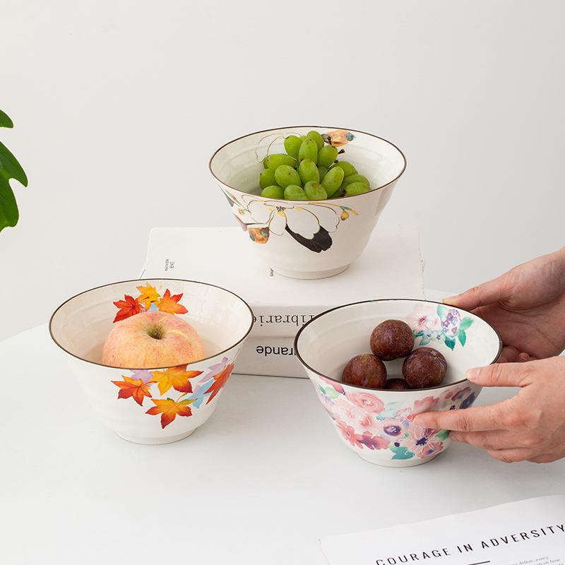 蜀门中式手绘陶瓷水果碗果盘客厅茶几家用茶点盘精致高颜值水果盆