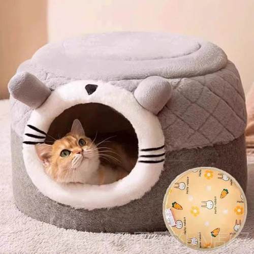 高档猫窝季咪保暖封闭式猫窝宠物猫床可拆洗网冬天冬红猫房子四季