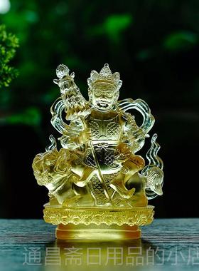 高档佛禅乐佛艺术纯手工藏传密宗古代色玻尚璃宝天王像和彩小工艺