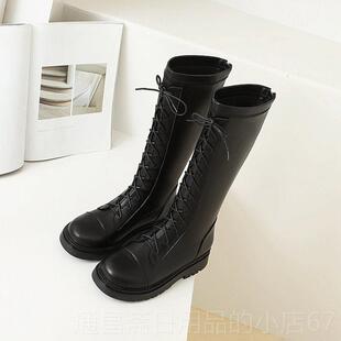 高档女童靴20童25秋冬季子高筒长走秀演靴出单靴儿马丁靴加绒公主