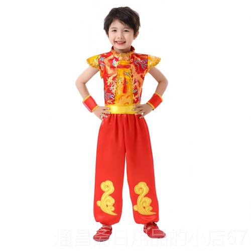 高档六一童喜秧庆歌演出服儿园武儿术服中国幼风打鼓服开门红舞蹈