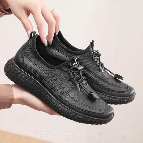 高档老北京布鞋妈妈女厚鞋软底舒适中老年女单鞋春秋仿皮底女健士