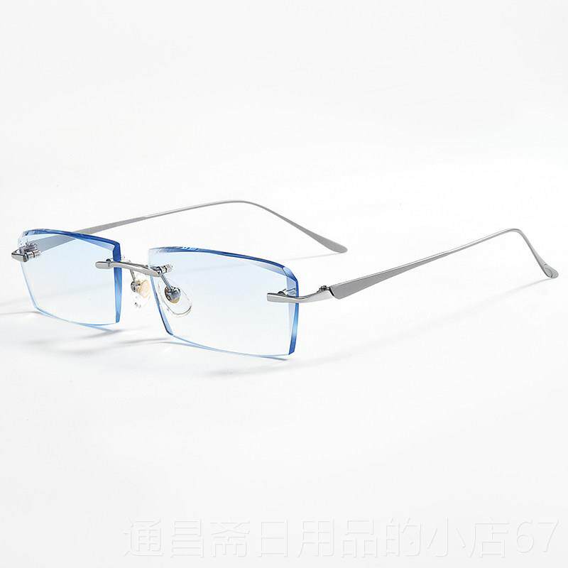 高档眼框男纯钛镜变色防辐射近视镜配成品无架眼镜丹阳钻石切边眼
