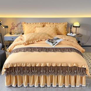 高档纯棉床裙四件100全1.厚8床上套被棉套裙款 轻奢高端 夹棉加冬季