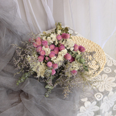 云南天然千日粉满天星勿忘我玫瑰干花花束真花风干家居装 饰摆设