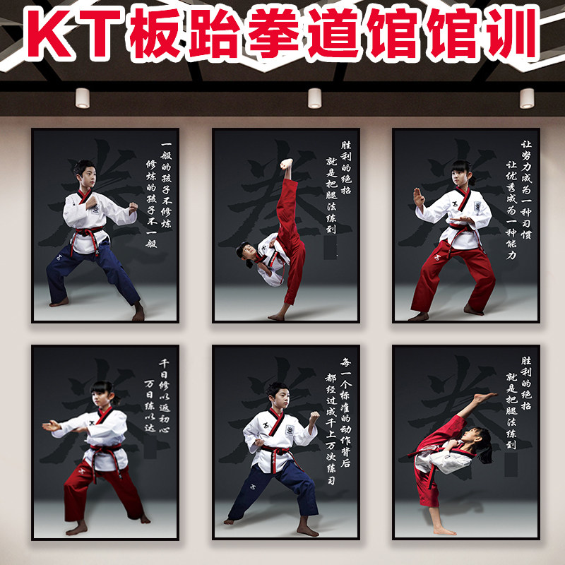 跆拳道墙贴道馆装饰KT板泡沫板贴画文化墙形象墙精神武术馆背景墙