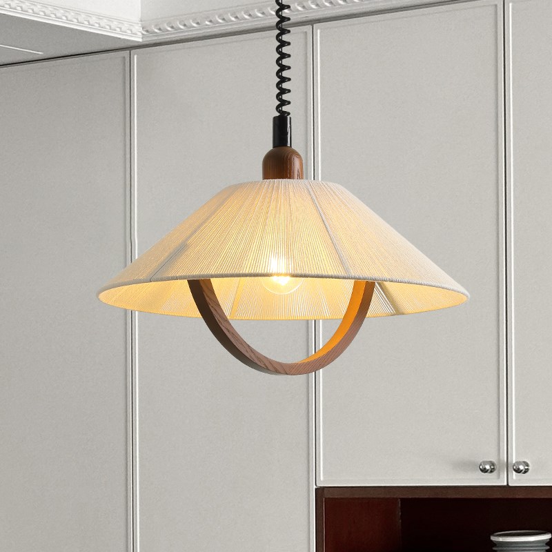 法式复古餐厅吊灯中古风创意餐桌升降麻绳灯书房民宿卧室灯新款