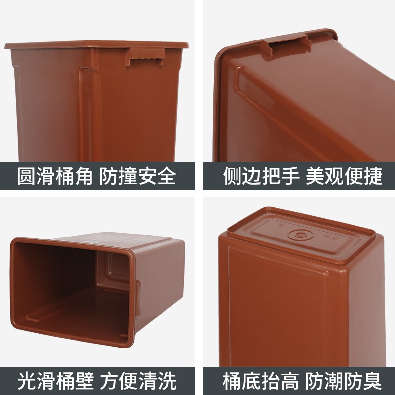 无盖分类垃圾桶大容量商用餐饮大号黑干棕湿可回收有害带盖上海版