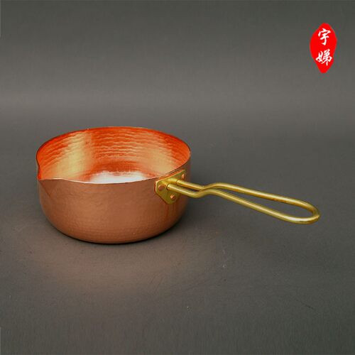 无涂层手工紫铜奶锅不粘锅宝宝辅食平锅16cm小汤锅煮粥泡面锅