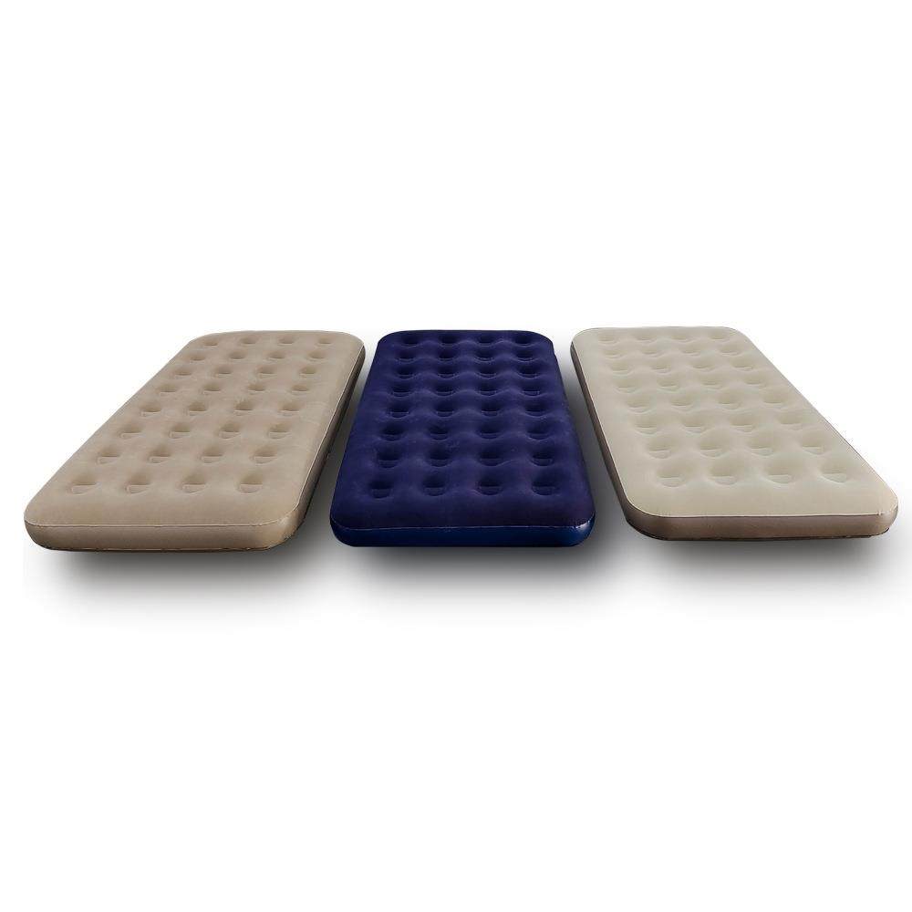 现货源头厂家加大款单人充气床植绒PVC蜂窝便携式可折叠充气床垫