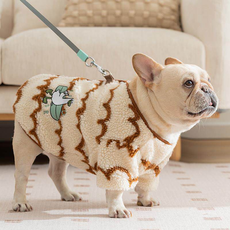 短胖体型专用法斗狗狗衣服可牵引秋冬款巴哥斗牛犬羊羔绒卫衣加绒