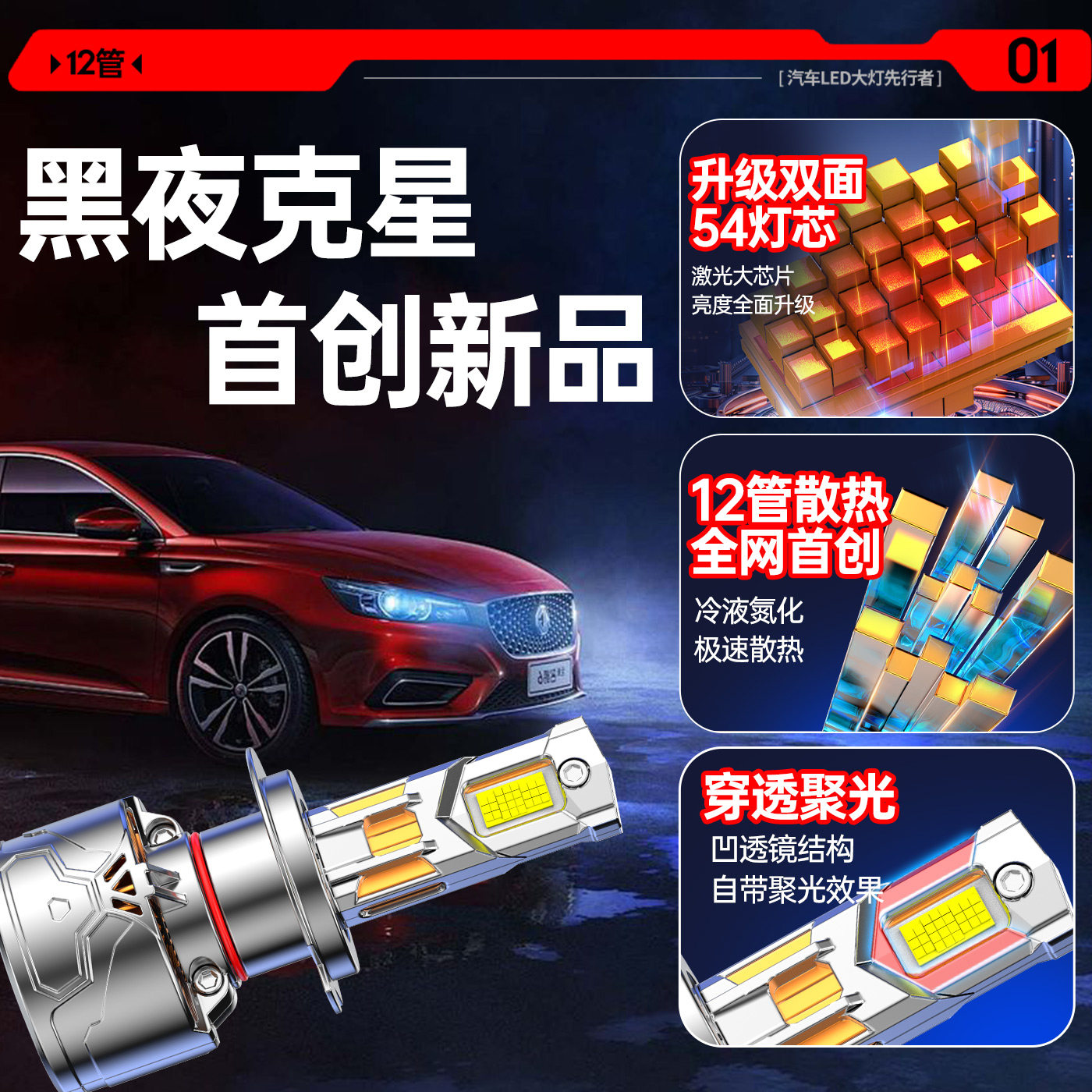 超亮激光汽车LED改装大灯