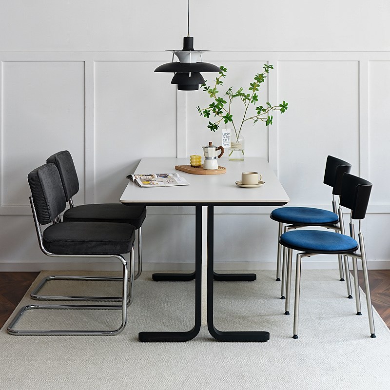 HCOSN复古实木岩板餐桌椅家用小户型现代简约客厅长方形吃饭桌子