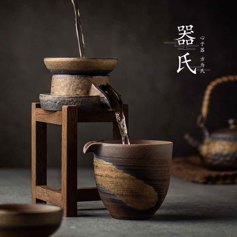 器氏 茶漏茶滤陶瓷功夫泡茶滤粗陶茶叶过滤器 公道杯茶海茶具套装