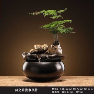 创意自动循环流水小型鱼缸转运生财桌面喷泉摆件开业礼品装饰摆件