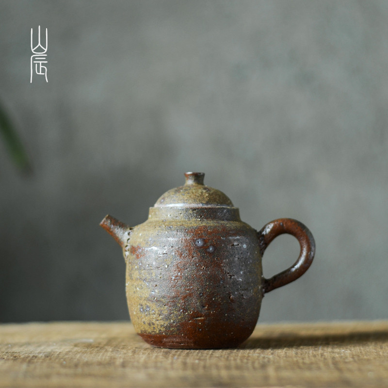 岩泥匏尊壶160ml小茶壶拙朴复古质感陶瓷泡茶壶纯手工原矿粗陶壶