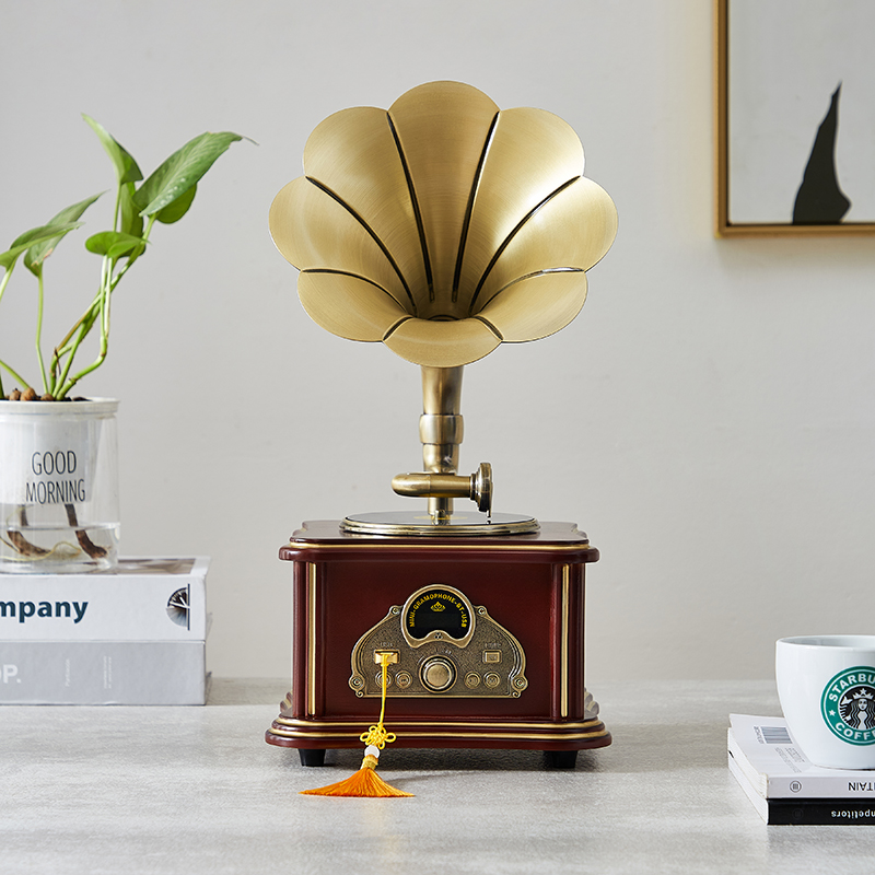 复古留声机客厅欧式中式黑胶唱机实木老式香薰怀旧大喇叭音响