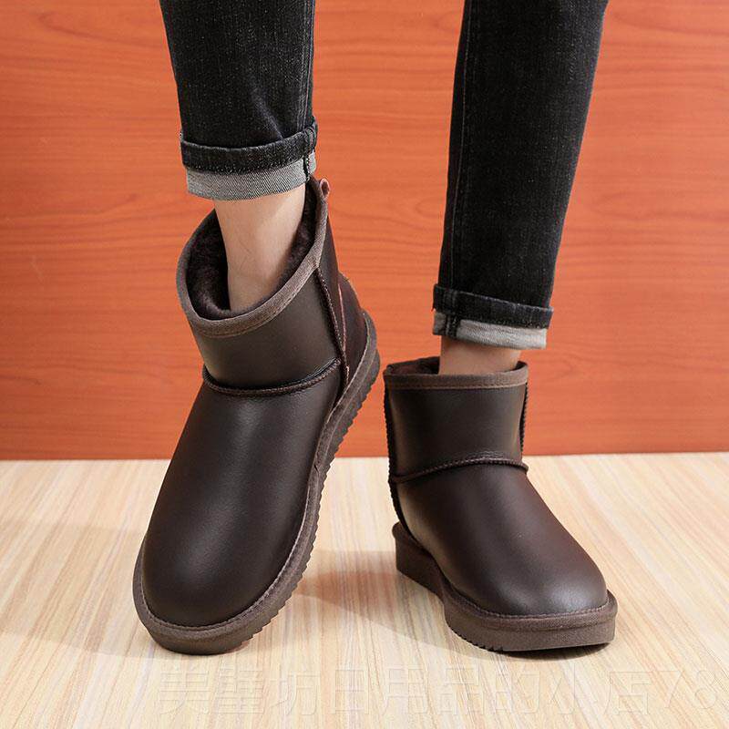 高档澳洲雪0地靴男皮毛一体雪地棉防真皮大纯羊毛码滑防水棉鞋冬2